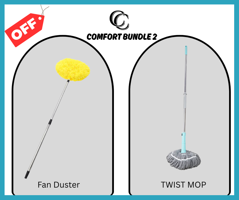 Comfort Clean Fan Duster with Stainless Steel Handle & Extendable Twist Mop