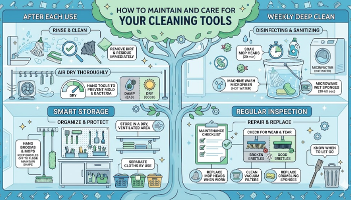 How To Maintain And Care For Your Cleaning Tools